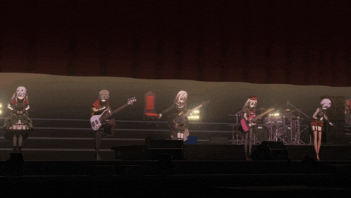 a group of skeletons are playing guitars on stage
