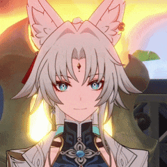 a close up of a cartoon character with a fox ear