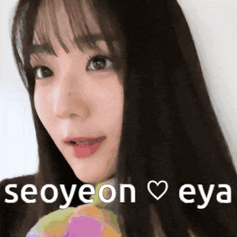 a close up of a woman 's face with the words seoyeon eya written below her
