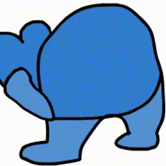 a blue bear with a heart on its chest