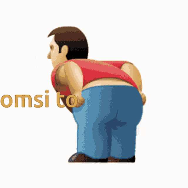 a cartoon of a man with his pants down and the word omsi to on the bottom right