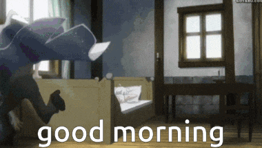 a picture of a room with the words good morning