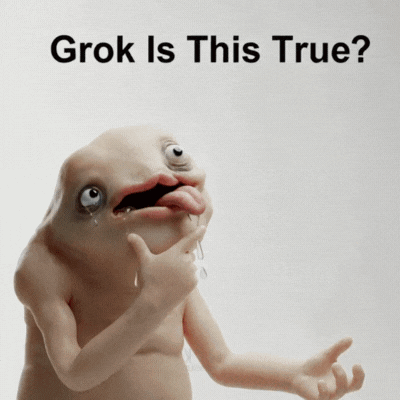 a picture of a monster with the words grok is this true on the bottom