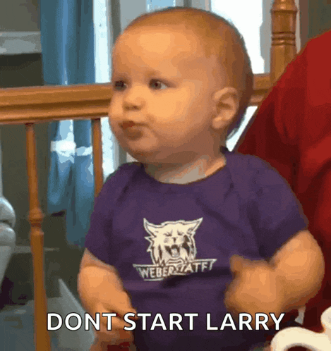 a baby wearing a purple weber state shirt