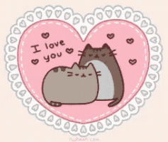 two cats in a heart with the words i love you on it