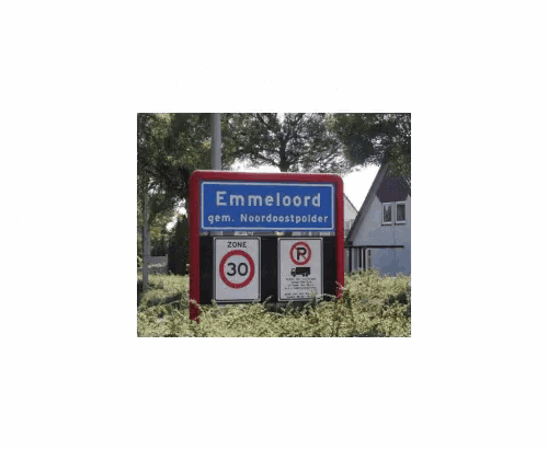 a blue sign that says emmeloord gem noordoostpolder