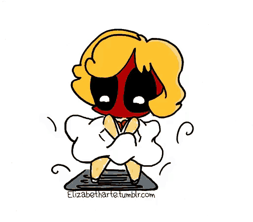 a cartoon of deadpool wearing a white dress