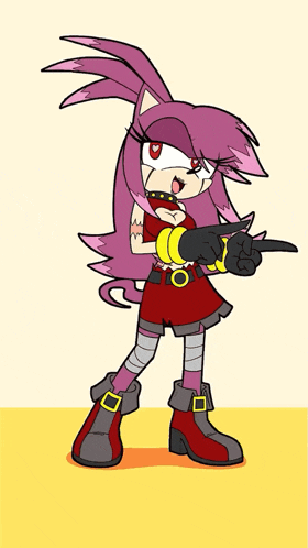 a cartoon drawing of a female sonic character pointing