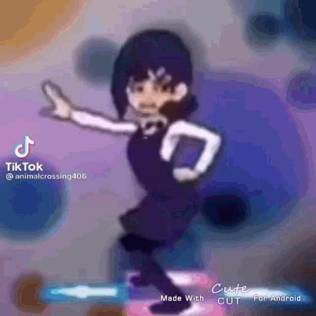 a cartoon girl is dancing on a tiktok video
