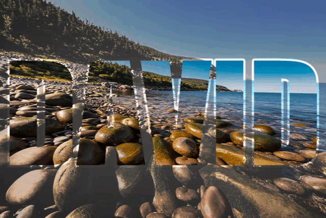 a picture of a rocky shoreline with the word acadia on top
