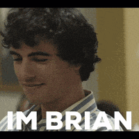 a man in a striped shirt with the name brian on the bottom right