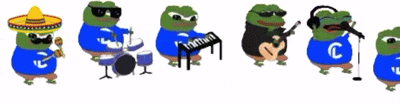 a group of frogs are playing instruments and singing