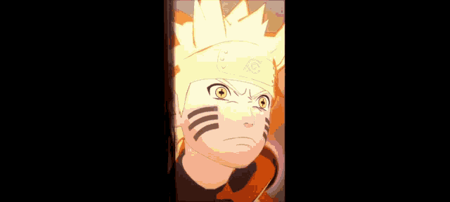 a close up of naruto 's face with a yellow headband on