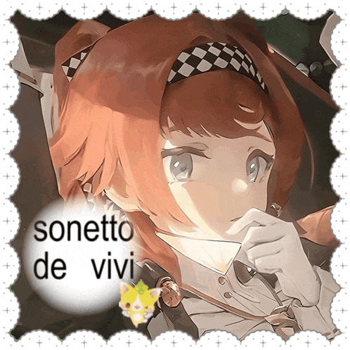 a picture of a girl with the name sonetto de vivi written on it