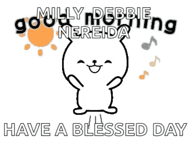 a cartoon of a cat with the words `` have a blessed day '' written above it .