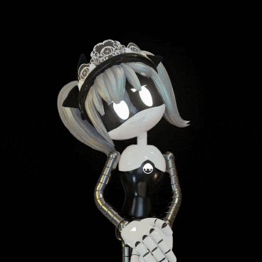 a cartoon character with a crown on her head and a black background