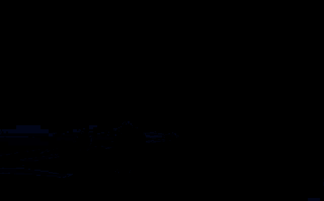 a cartoon drawing of a street at night with a street light in the foreground