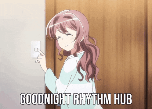 a picture of a girl with the words goodnight rhythm hub on the bottom