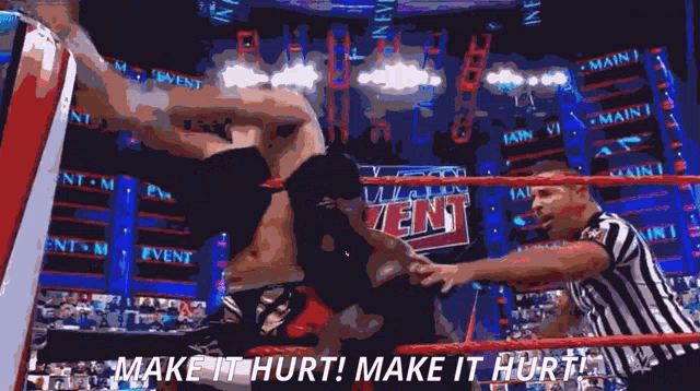 a wrestling match with the words make it hurt
