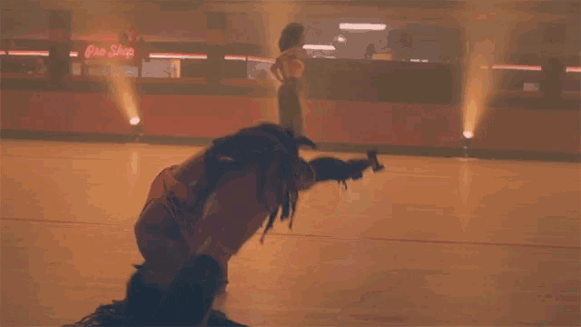 a roller rink with a sign that says pro shop on it