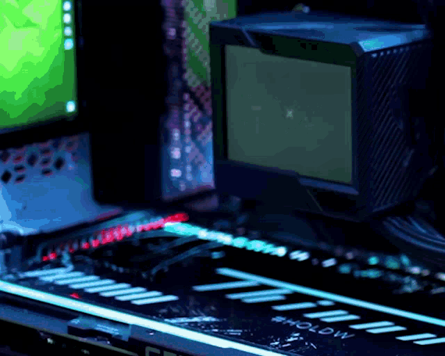 a computer monitor sits on top of a keyboard that says " allow " on the bottom