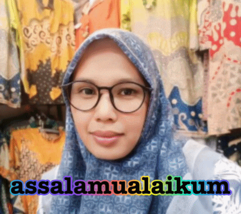 a woman wearing glasses and a blue scarf with the words assalamualaikum on the bottom