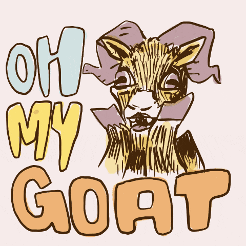a drawing of a goat with the words oh my goat behind it