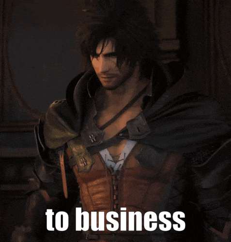 a picture of a man with the words to business written below him