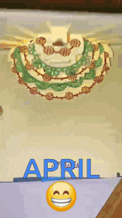 a picture of a cake with the word april written on it