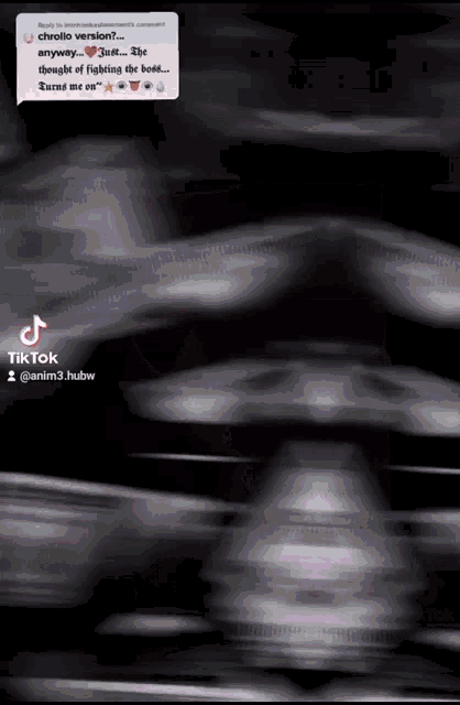 a blurred image of a person 's legs with a speech bubble that says tik tok