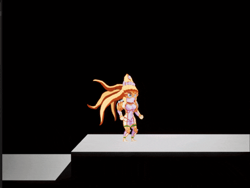a computer screen shows a cartoon of a girl with long hair and a purple outfit