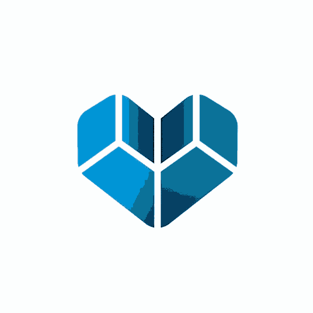 a blue heart with a white background is a logo for a company