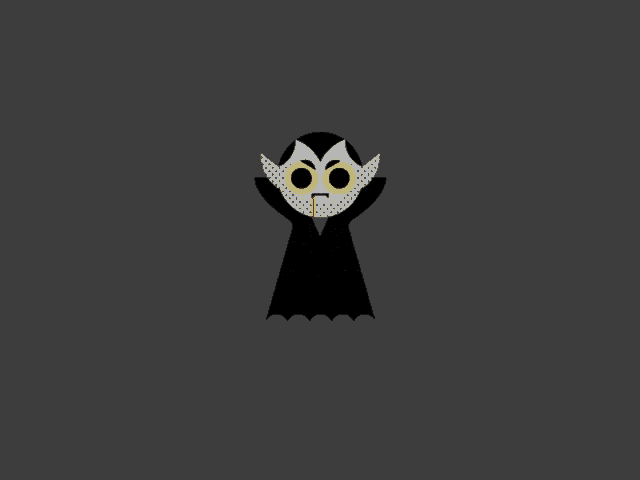 a cartoon drawing of a vampire with blood dripping from its mouth