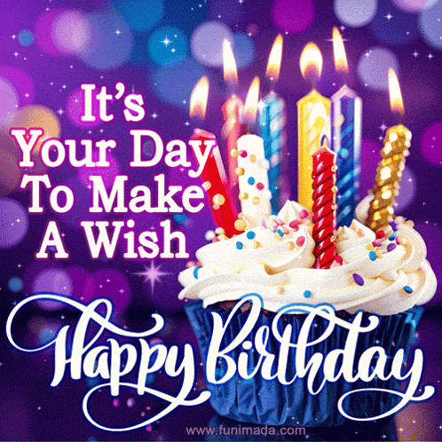 a birthday card with a cupcake and candles and the words it 's your day to make a wish happy birthday