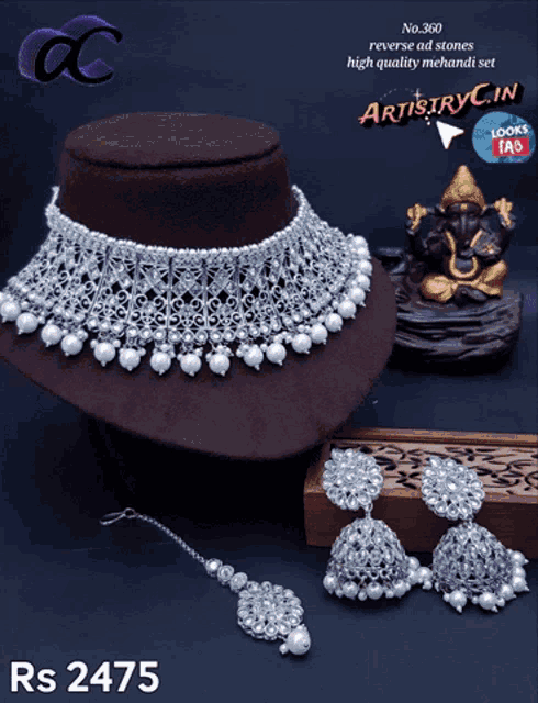 a necklace and earring set with a price tag of rs. 2475