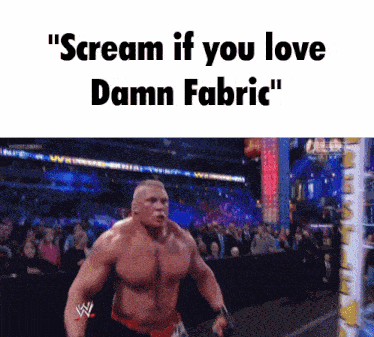 a picture of a man with the words " scream if you love damn fabric "