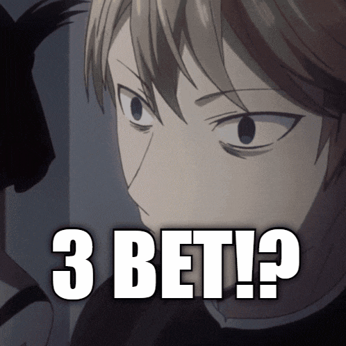 a close up of a person 's face with the text 3 bet