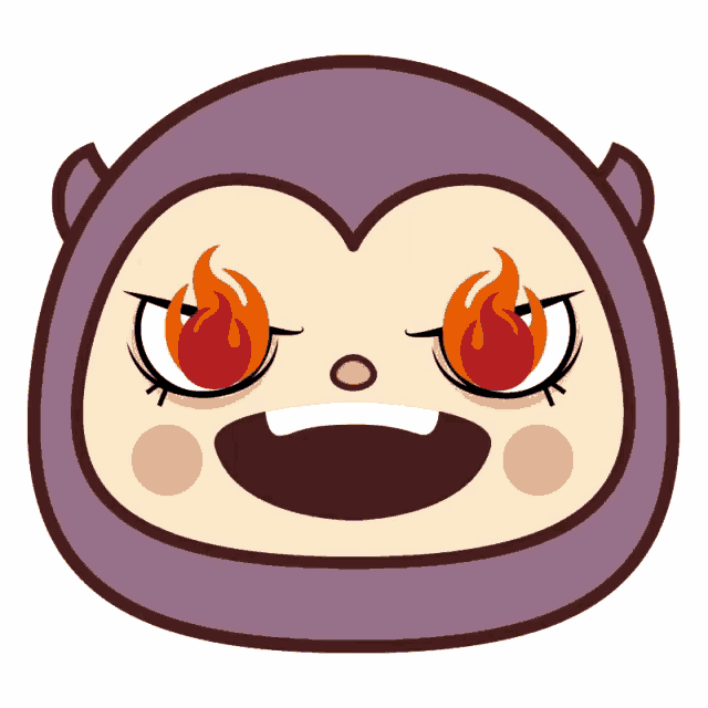a cartoon of a monkey with flames in his eyes