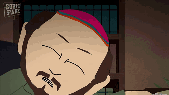 a cartoon character from south park is laying down with his eyes closed