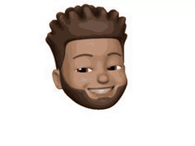 a cartoon man with a beard is smiling and looking at the camera .