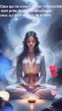 a painting of a woman sitting in a lotus position with a candle