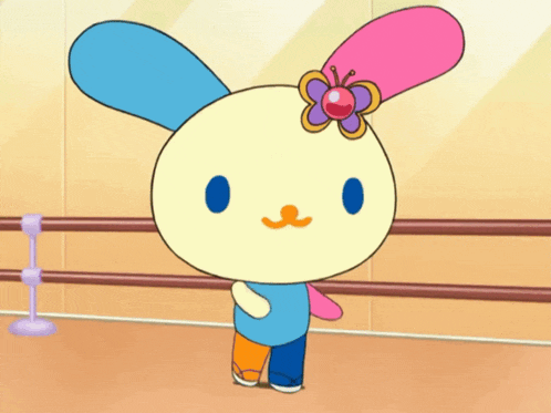a cartoon character with a flower on her head