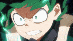 a close up of a person 's face with green hair and white eyes