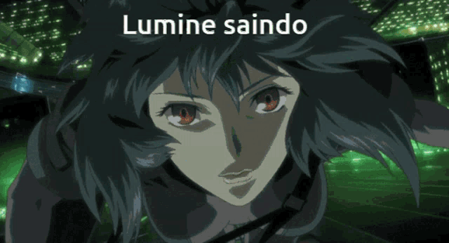 a picture of a girl with lumine saindo written on the top