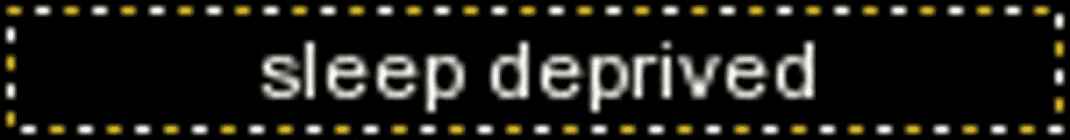 a sign that says sleep deprived in white letters on a black background