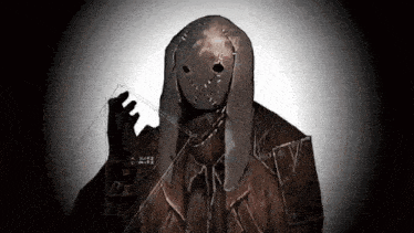a drawing of a man with a bunny mask