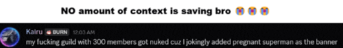 a screenshot of a reddit post that says no amount of context is saving bro