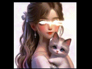 a girl is holding a cat in her arms with her eyes covered .