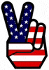 a peace sign with an american flag on it
