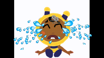 a cartoon character is crying with tears coming out of his mouth